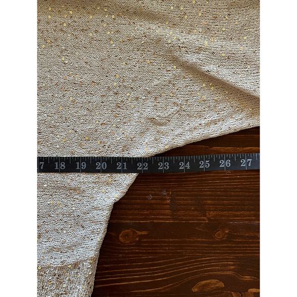 Boston Proper Metallic Gold Sequenced Light Weight Sweater S 90s Glam Holiday  - Picture 10 of 13
